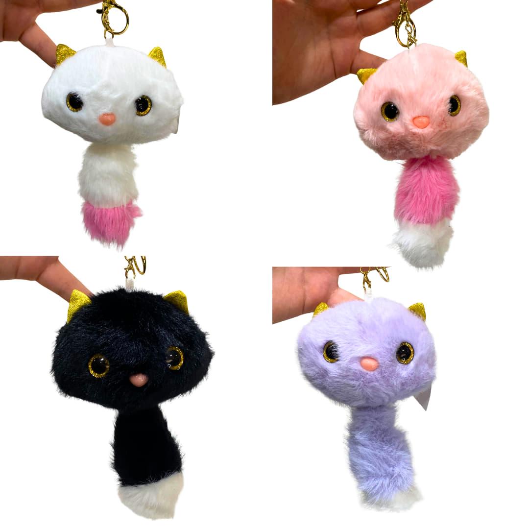Брелок м'який плюшевий Котик-хвостик 15 см хутро, асорті No8205, фото 1