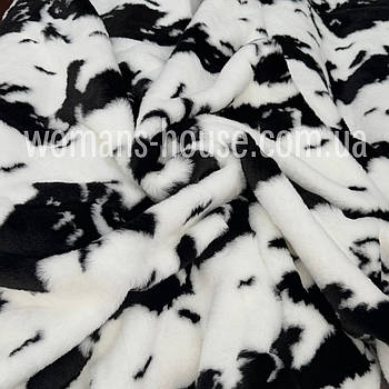 Штучне хутро Мутон 150 см ворс 1.2 см принт Корова (6 смуг на ширину 150) Білий з чорним