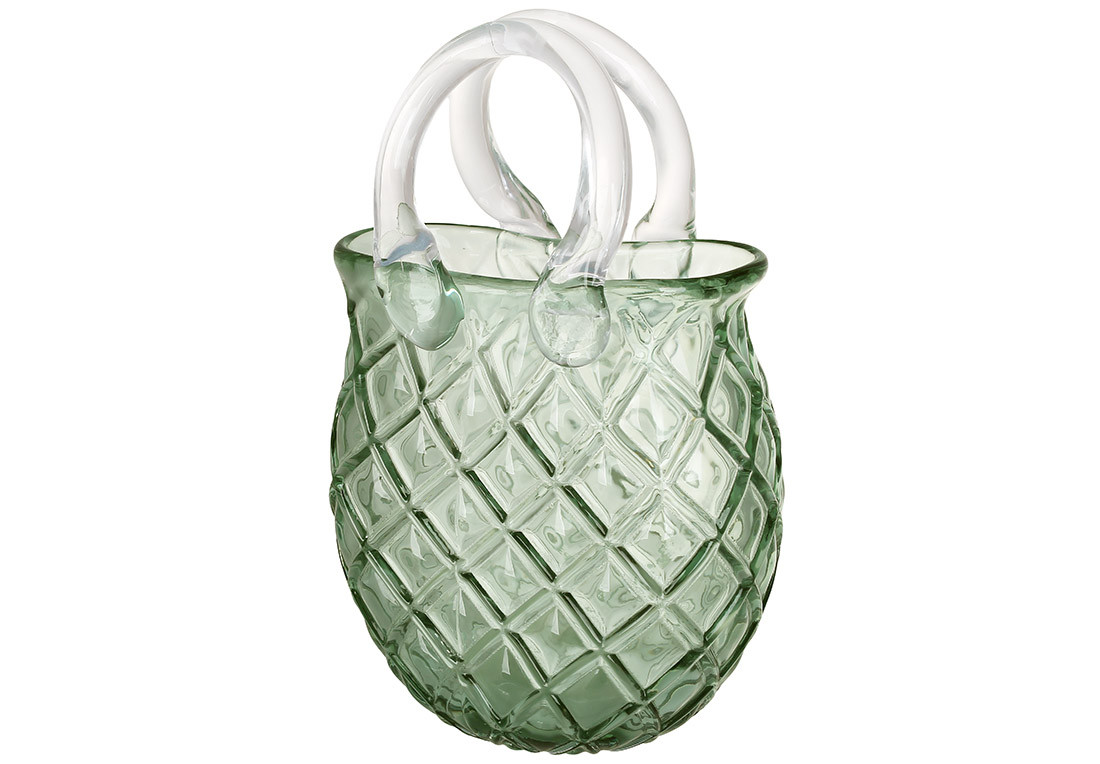 Скляна ваза у формі Сумочки ( ручна робота ) 18*24см, колір - зелений ТОВАР ВІД ВИРОБНИКА