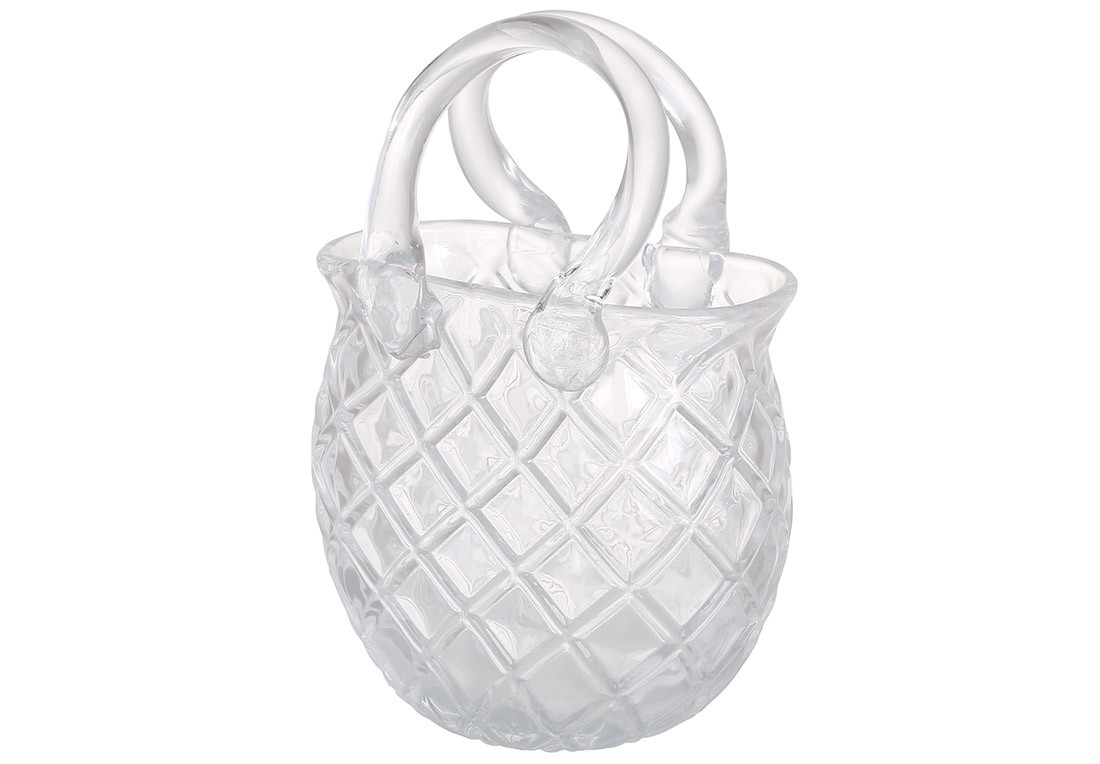 Скляна ваза ручної роботи у формі Сумочки 18*11*24см ТОВАР ВІД ВИРОБНИКА