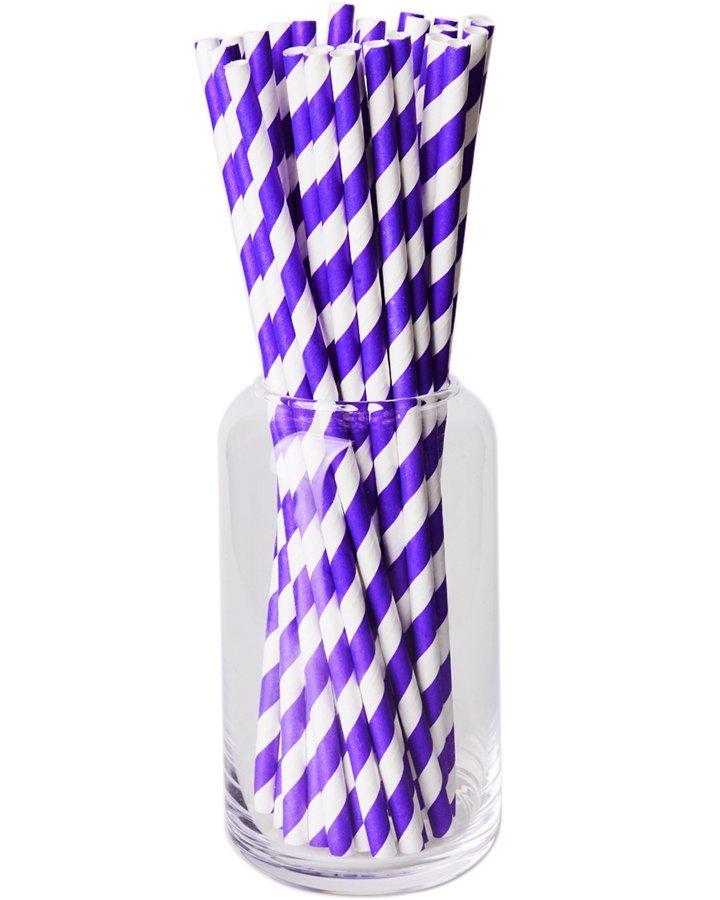Соломинки біло-фіолетові 10 од