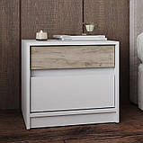 Тумба приліжкова Еверест Стайл-500 50,2х39х44,2 см Німфея Альба (білий)/Дуб краф сірий (DTM-071161), фото 2