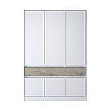 Шафа розпашна для одягу з висувними шухлядами (полиці - штанга) Эверест Стайл-1400 140х53х203 см Німфея Альба (білий)/Дуб крафт, фото 2