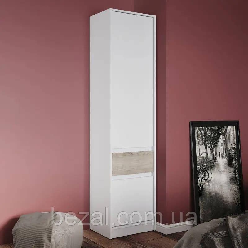 Шафа-пенал закрита з полицями та шухлядою Еверест Стайл-500 50х39х203 см Німфея Альба (білий)/Дуб крафт сірий (DTM-071165), фото 1