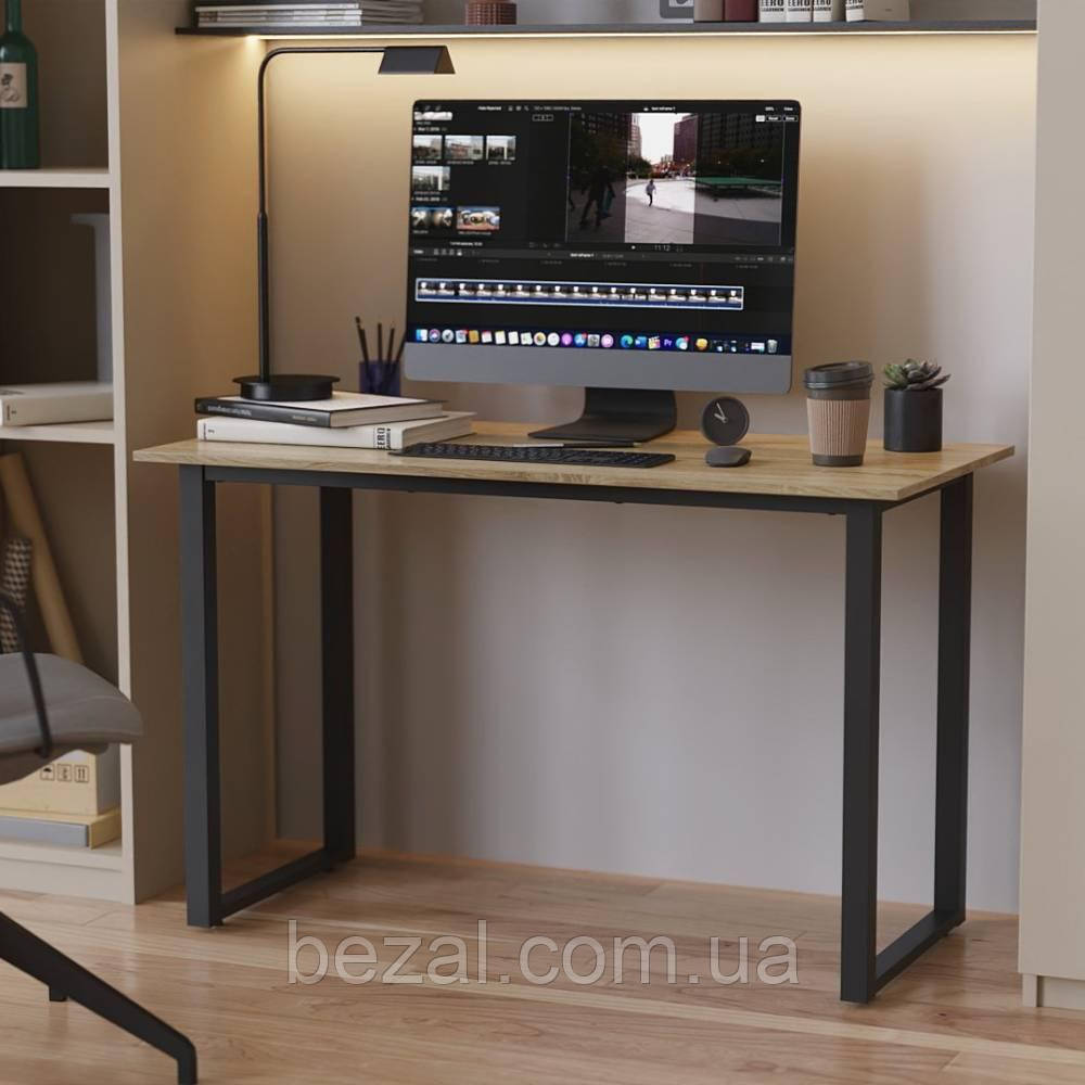 Стіл письмовий Кнап 2 Ferrum-decor 750x1200x700 Чорний метал ДСП Дуб Сонома 16 мм (FRD-106421), фото 1