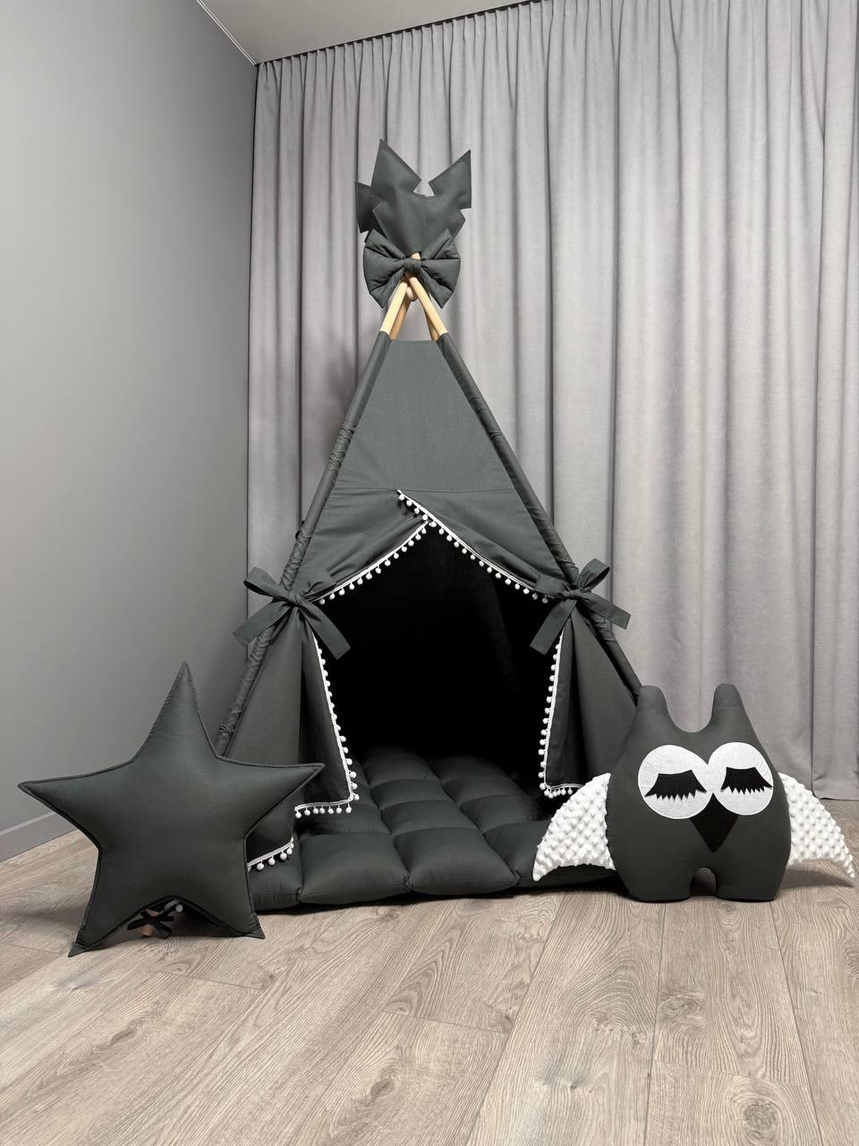 Вігвам для дітей Графіт 6 БОНБОН Повний комплект, вігвам дитячий, вігвам для хлопчика, дитячий вігвам, вігвам для дівчинки, фото 1