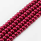 Перли Намистини Скло, Рондель, Пофарбовані Екофарбою, Червоний, 6х4мм, Отвір 1мм, близько 94шт/38см/нитка, фото 2
