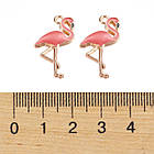 Кулон Фламінго, зі Сплаву, Емальований, Пурпурний, 26x14x2.5мм, Отвір 1мм, 4 шт, фото 3