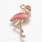 Кулон Фламінго, зі Сплаву, Емальований, Пурпурний, 26x14x2.5мм, Отвір 1мм, 4 шт, фото 4