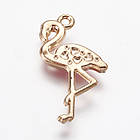 Кулон Фламінго, зі Сплаву, Емальований, Пурпурний, 26x14x2.5мм, Отвір 1мм, 4 шт, фото 5