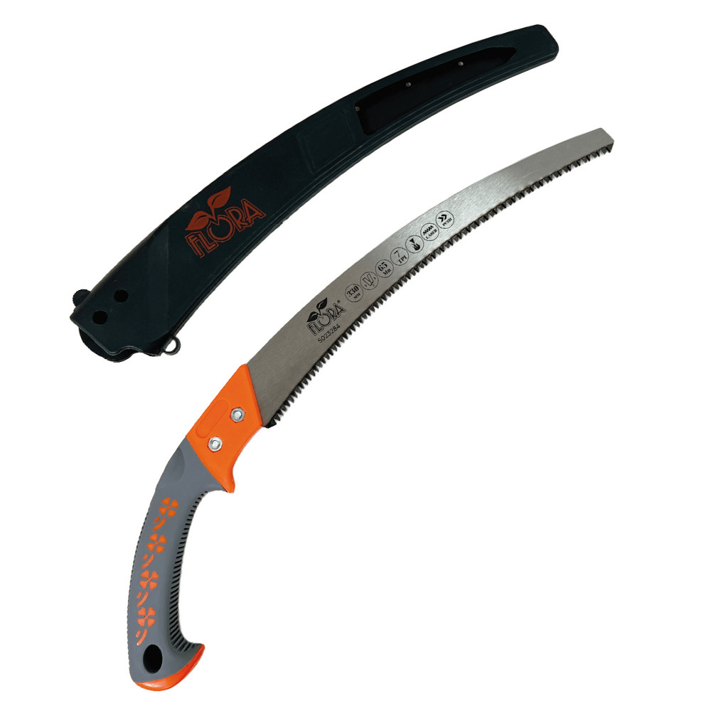 Пила садова вигнута 330 мм 7TPI з чохлом FLORA (5023284), фото 1