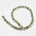 Намистини Скло з Гальванікою, Форма Череп, Золотистий, 10x8x7мм, Отвір 1мм, близько 80шт/80см/нитка, фото 2