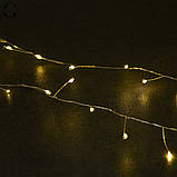 Гірлянда Роса мішура Крапля 100 метрів 2200 LED світлодіодна гірлянда в котушці мідний провід 8 функцій жовтий +пульт, фото 6