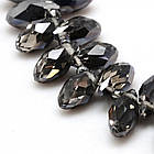 Намистини Гальваніка Скло, Наполовину Пофарбовані, Грановані, Крапля, Чорний, 12x6х6мм, 100шт/60см/нитка, фото 2