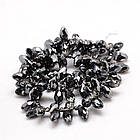 Намистини Гальваніка Скло, Наполовину Пофарбовані, Грановані, Крапля, Чорний, 12x6х6мм, 100шт/60см/нитка, фото 3