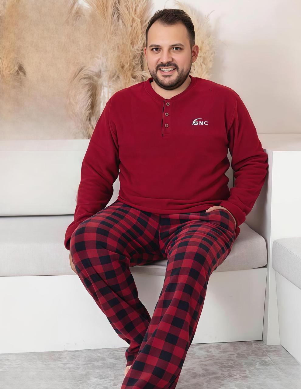 Чоловіча тепла піжама з флісу полар Big Size, фото 1