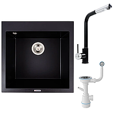 Комплект: мийка VALESO GALAX 5050 + змішувач Q411MB + сифон