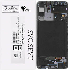 Дисплей Samsung сервісний A307 Galaxy A30s 2019 чорний + рамка GH82-21190A, фото 3