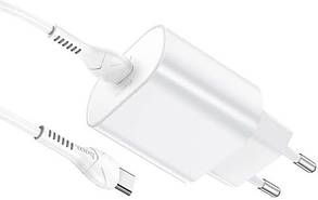 СЗУ блок Hoco CS53A PD25W + кабель Type-C - Type-C білий, фото 4