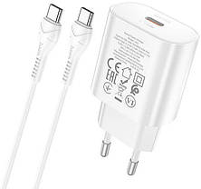 СЗУ блок Hoco CS53A PD25W + кабель Type-C - Type-C білий, фото 3