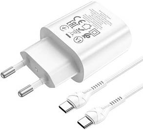 СЗУ блок Hoco CS53A PD25W + кабель Type-C - Type-C білий, фото 1