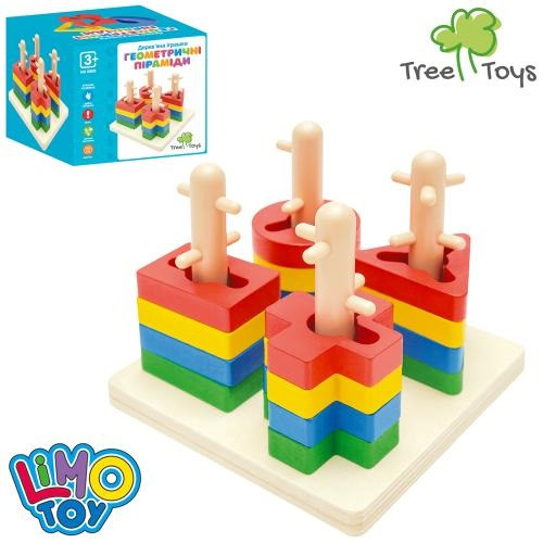 Дерев'яна іграшка Пірамідка-ключ MD 0889 р.13х11х13см 16дет в кор-ці р.13.5х12х13.5см