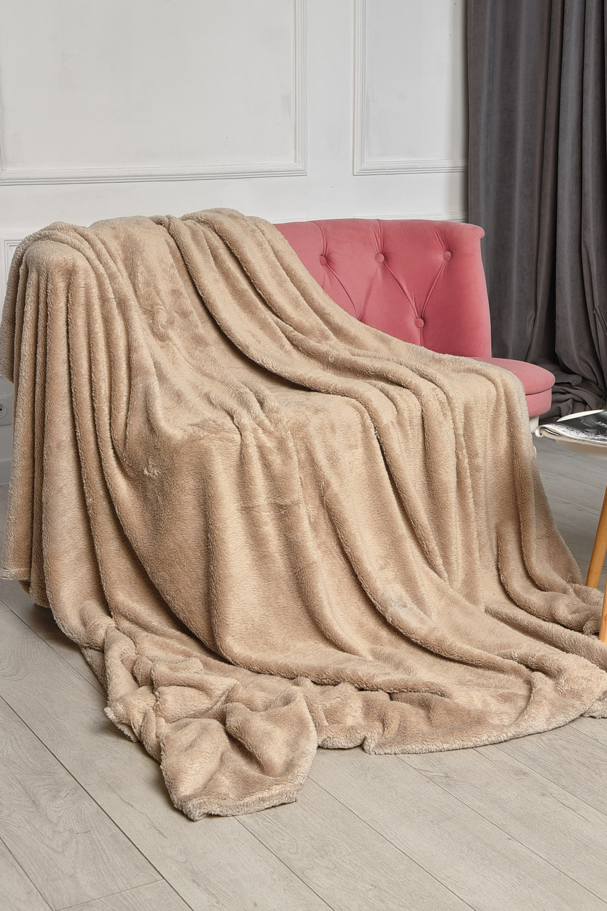 Плед однотонний бежевого кольору розмір 220*240 206144P, фото 1