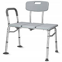 Крісло 4FIZJO для ванної та душу широке, регульоване, зі спинкою та опорою Grey (P-5905973406536)