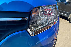 Накладки на фари 2013-2018 (2 шт, нерж) для Renault Logan II рр