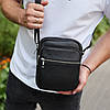 Чоловіча шкіряна барсетка 21х17х7, сумка для міста, компактний месенджер для щоденного використання, чорна, фото 5