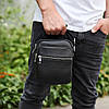 Чоловіча шкіряна барсетка 21х17х7, сумка для міста, компактний месенджер для щоденного використання, чорна, фото 9