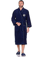 Мужской махровый халат с тапочками Maison D'or Michel Sailing, Navy, Синий, S Синий S