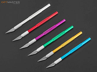 Макетний ніж для роботи зі шкірою зі змінними лезами різнобарвний (87-1541)