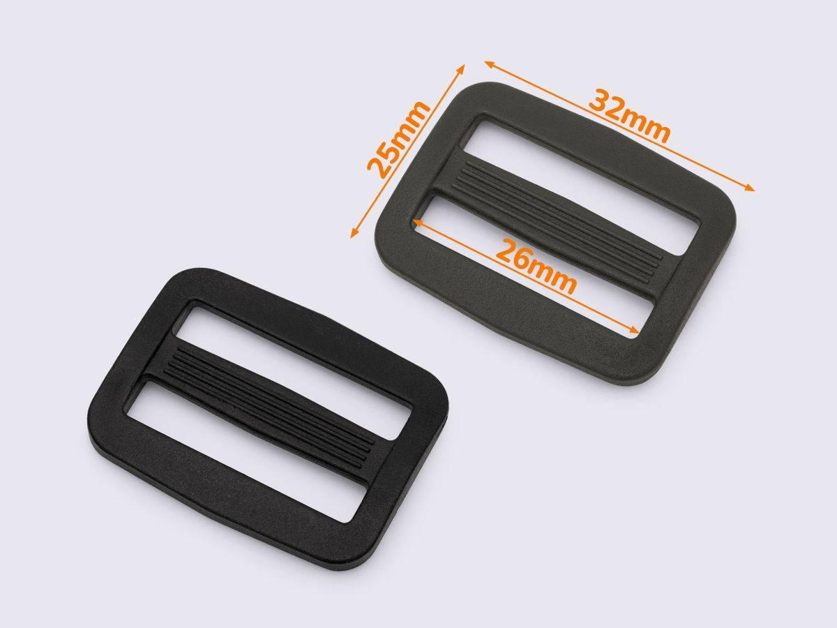 Пряжка перетяжка 25 мм двохщілинна пластикова РП/2-2515, фото 1