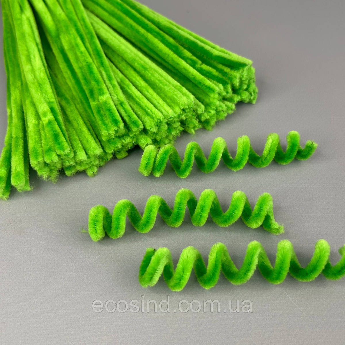 Пухнастий дріт (синель) 30 см - салатовий флуоресцентний, фото 1
