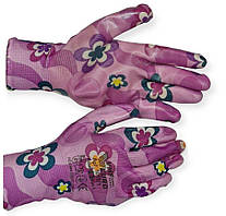 Рукавички «Рожеві» сад-город  поліестерові з нітриловим  покриттям, р.8 VMF EURO  Superior