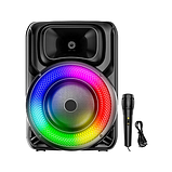 Портативна колонка Sing-e ZQS8147 з мікрофонами та пультом Акустична система RGB підсвітка Чорний 200 Вт, фото 2