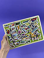 Дерев'яні магнітні пазли «Тварини та транспорт» C15033 | Дошка 20.5×28.5 см | Для дітей 3+