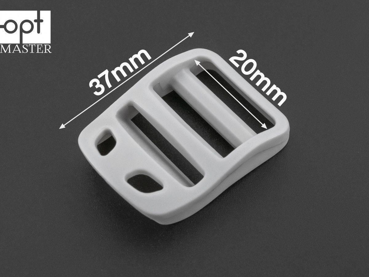 Пряжка перетяжка 20 мм трьохщілинна пластикова світло-сіра РП/3-(B)20082, фото 1