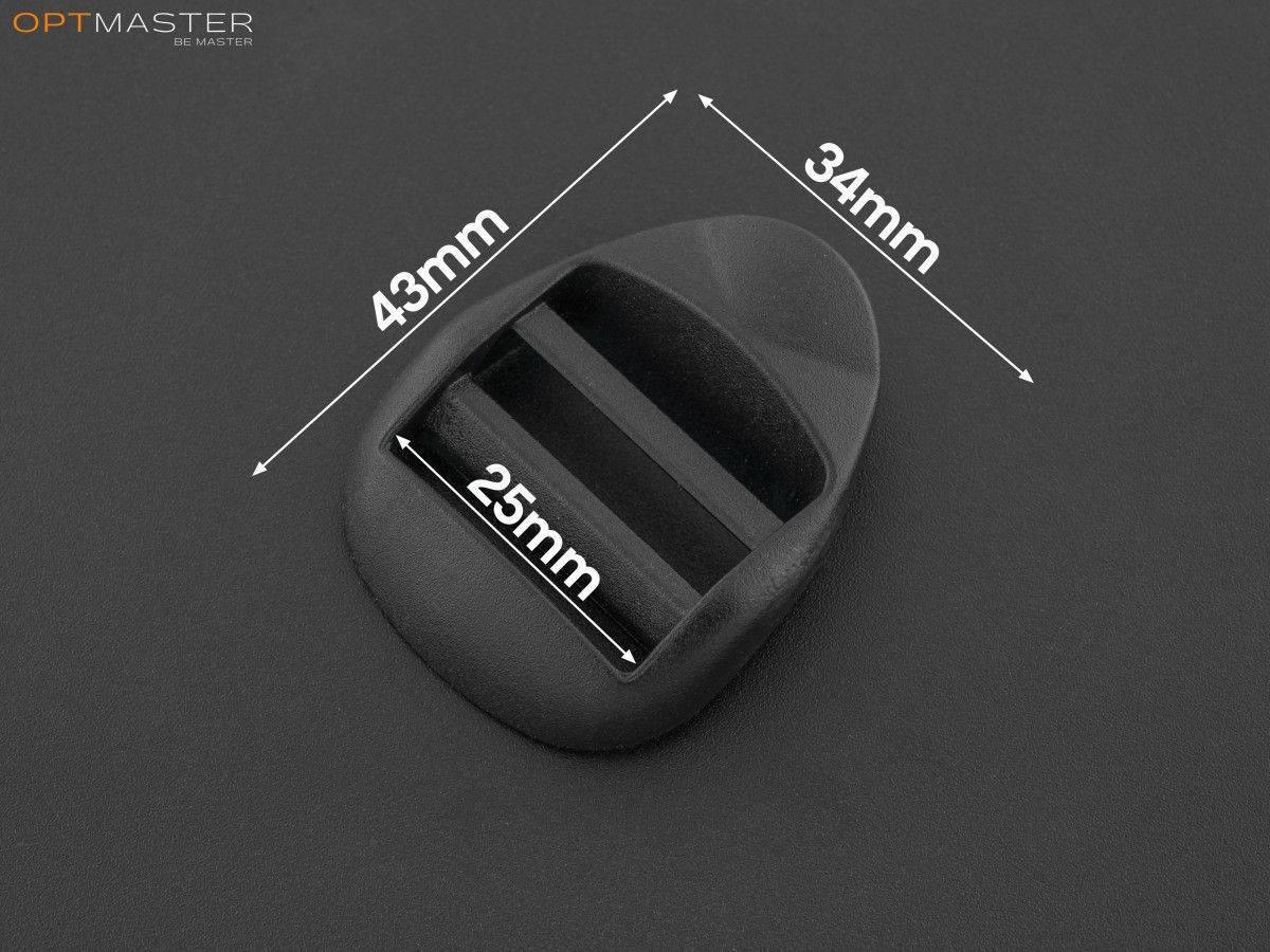 Пряжка перетяжка 25 мм трьохщілинна пластикова чорна РП/3-2512, фото 1