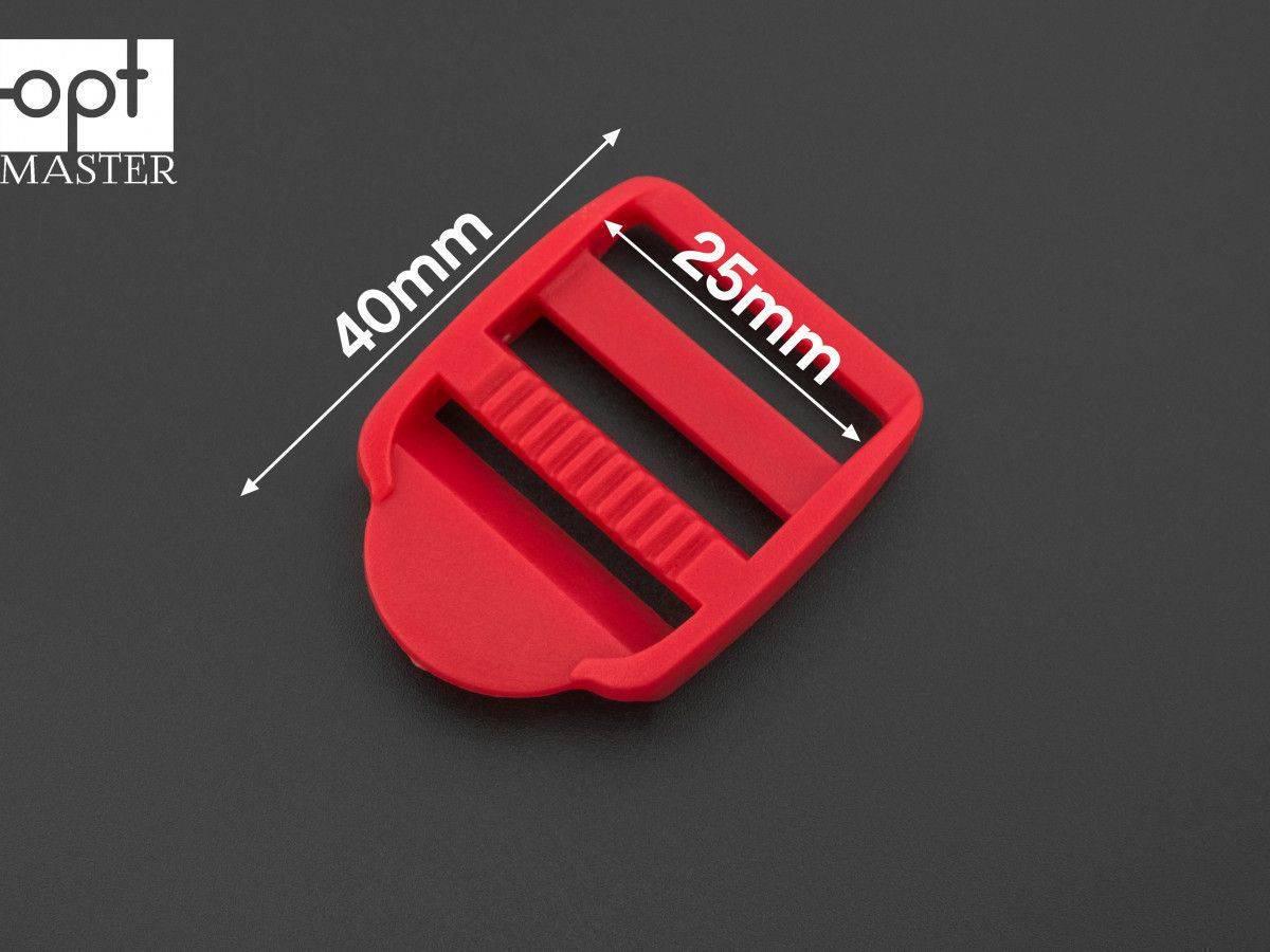 Пряжка перетяжка 25 мм трьохщілинна пластикова червона РП/3-(B)25291, фото 1