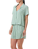 Легка жіноча піжама Tommy Hilfiger комплект сорочка та шорти 1159844142 (Білий/Зелений L), фото 2