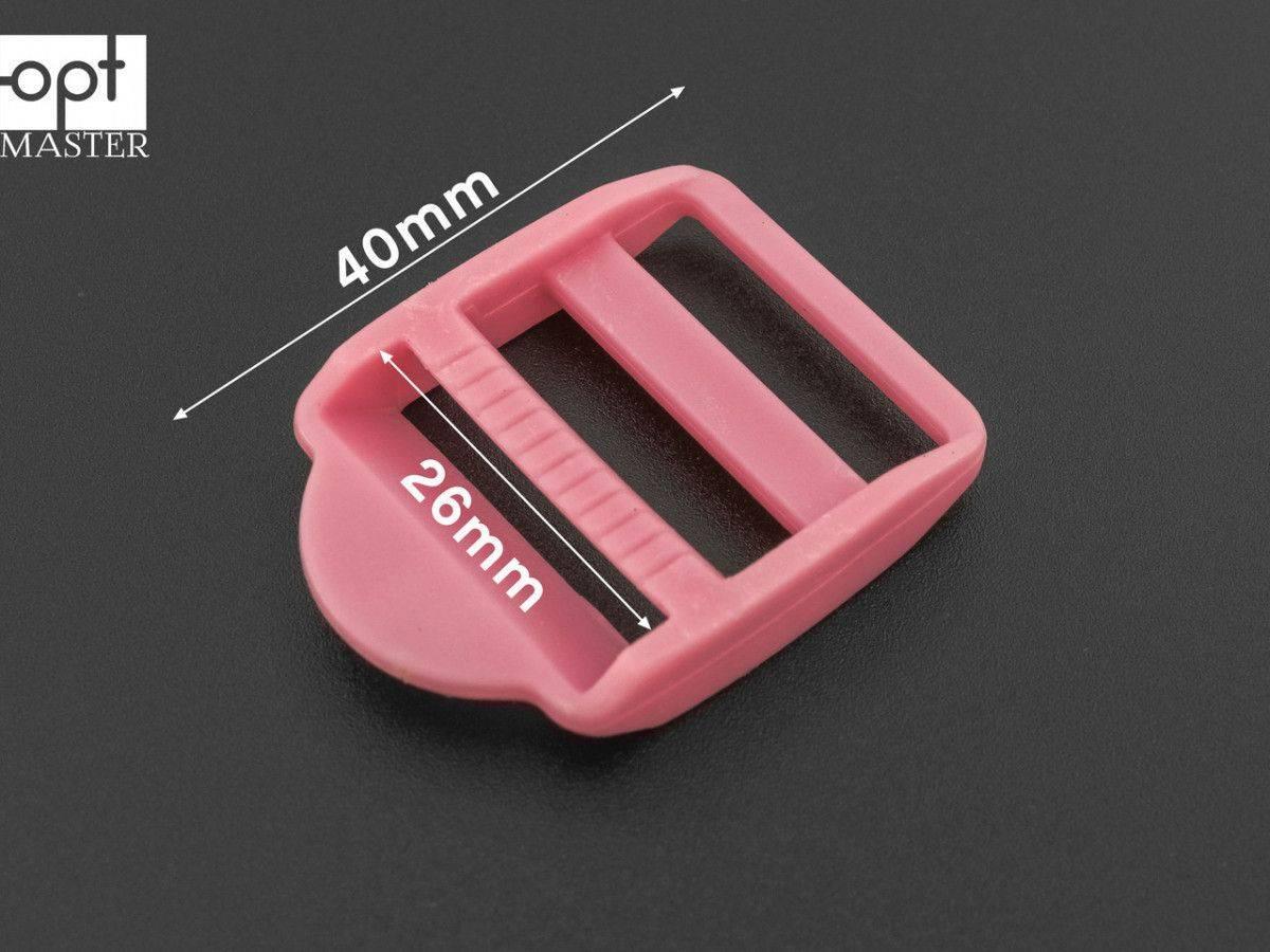 Пряжка перетяжка 25 мм трьохщілинна пластикова рожева РП/3-(B)25005, фото 1