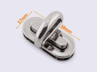 Замок для сумки 38*17мм кол. нікель 88-005