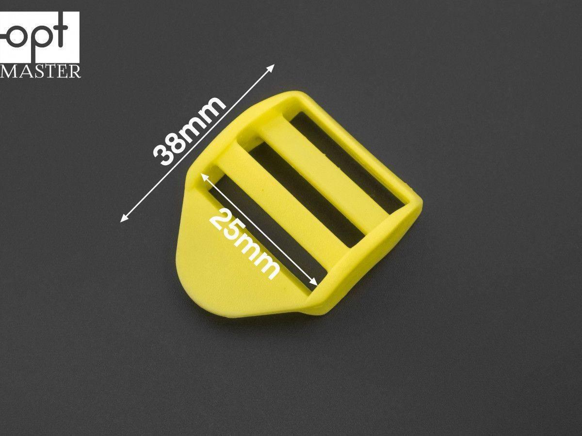 Пряжка перетяжка 25 мм трьохщілинна пластикова жовта РП/3-(B)25281, фото 1