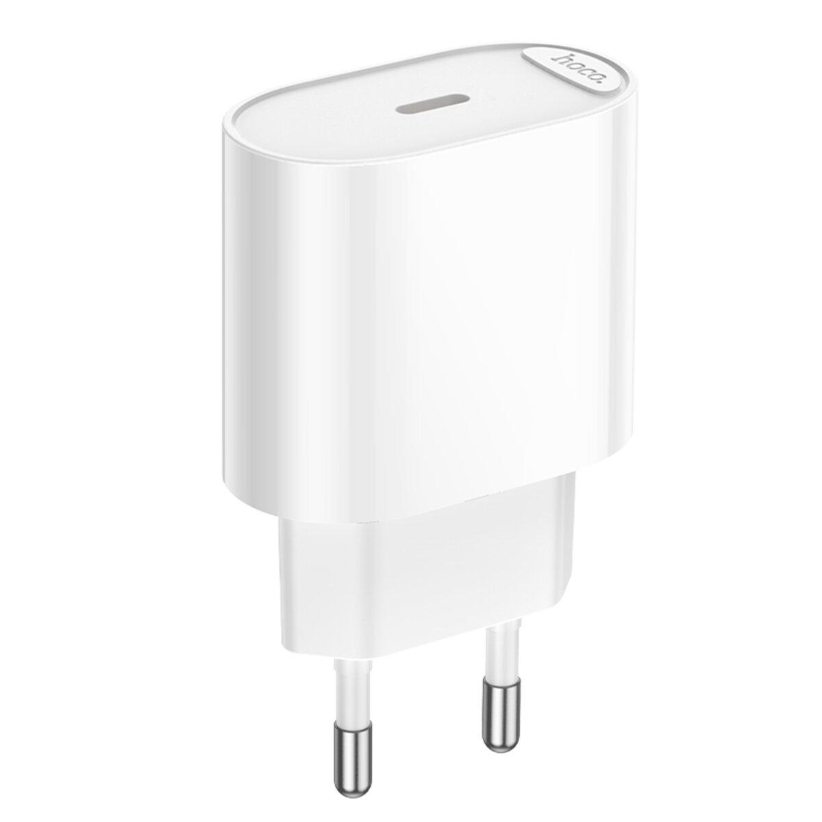 Мережевий зарядний пристрій HOCO C109A(PD20W) Fighter single port PD20W charger White, фото 1