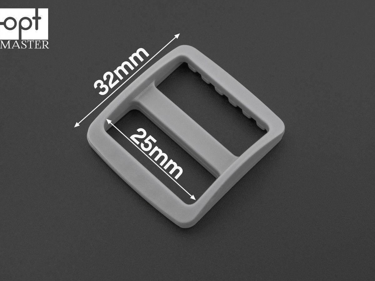 Пряжка перетяжка 25 мм двохщілинна пластикова сіра РП/2-(B)25133, фото 1