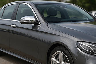 Накладки на дзеркала (2 шт, нерж.) для Mercedes E-сlass W213 2016-2023 рр від VLF комп.