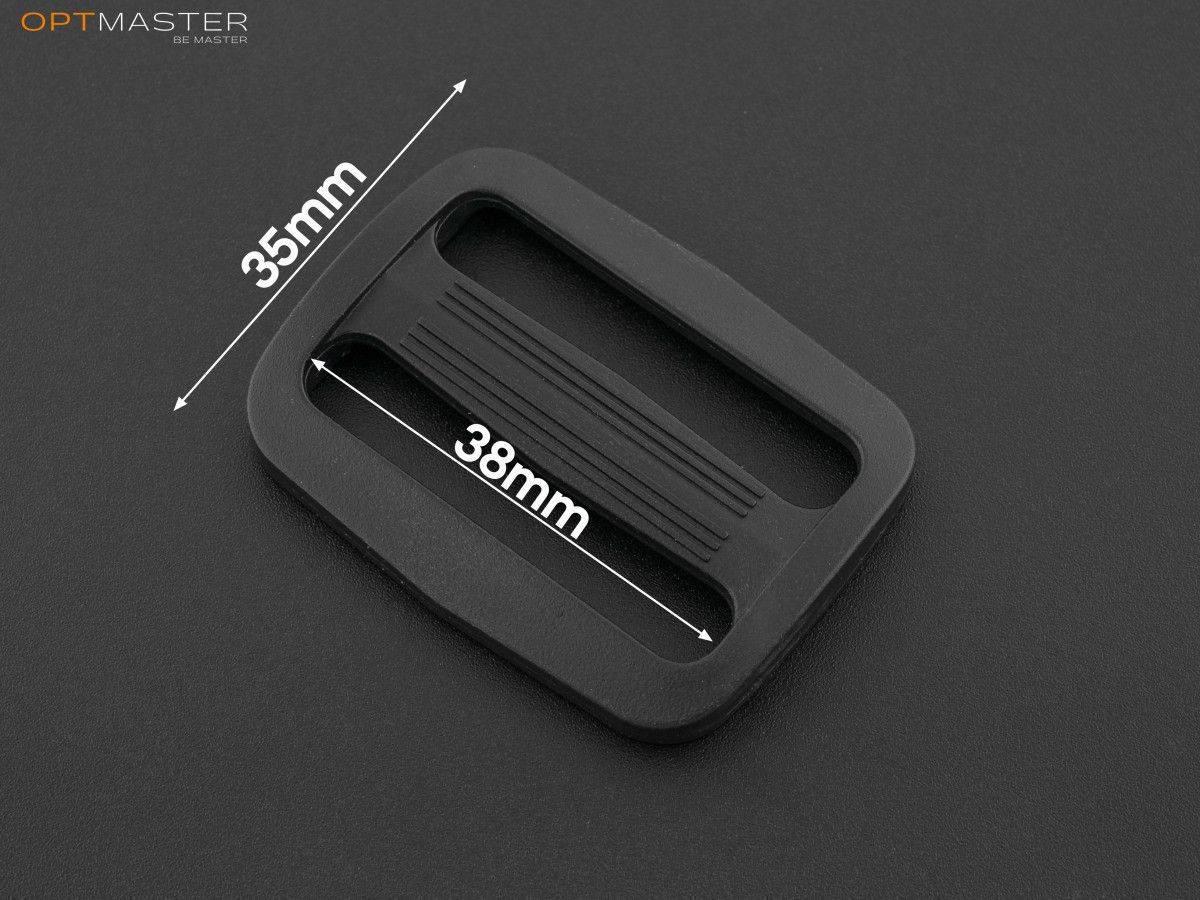 Пряжка перетяжка 38 мм двохщілинна пластикова чорна РП/2-3807, фото 1