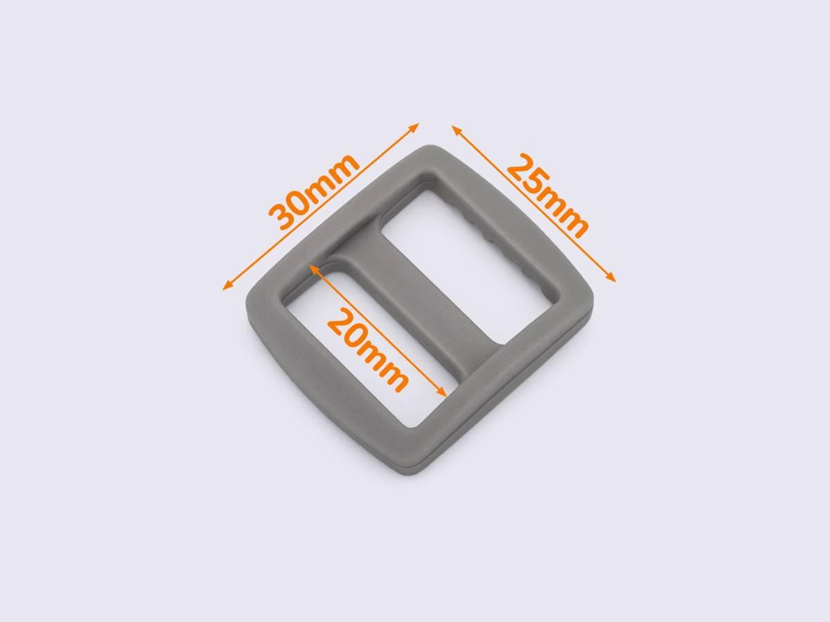 Пряжка перетяжка 20 мм двохщілинна пластикова сіра РП/2-(B)20134, фото 1